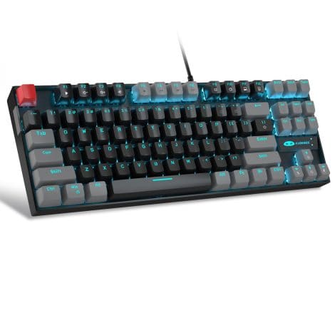 Expressing the same idea in less than 16 words for an Indian consumer:
MageGee 75% Mech Gaming Keyboard w/ Red Switch, LED Blue Backlit, 87 Keys, for Windows PC – Black/Grey.