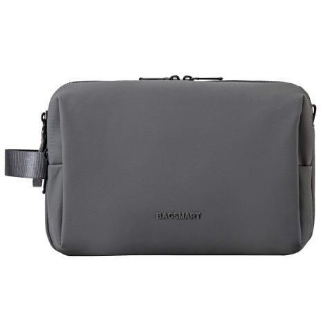 Men’s Travel Toiletry Bag, BAGSMART Shaving Kit Organizer, Grey Water-resistant Bag for Toiletries, Accessories.