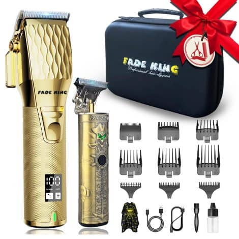 FADEKING Hair Cutter Kit for Men – Wireless Hair Clippers, LCD Display Barber Clippers, Rechargeable Trimmers.