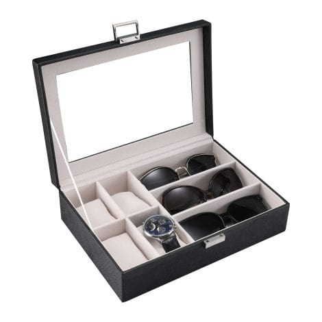 IVZISO Watch and Glasses Storage Box: The perfect gift for both men and women! (Black)