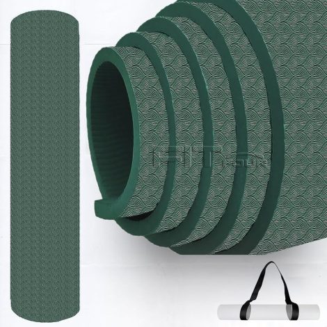 FIT FOUR® Lightweight Non Slip Yoga Mat with Shoulder Strap for Home Workout & Gym, (Navy Green)