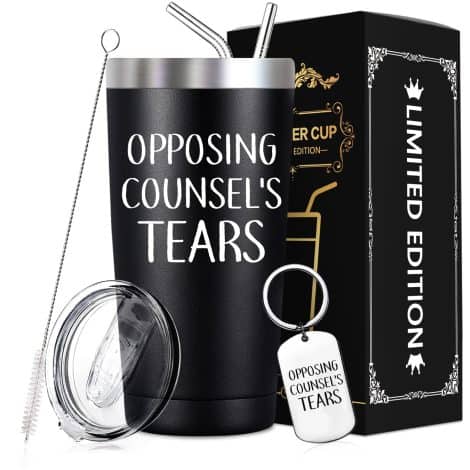 Funny Lawyer Gifts for Men – Court Cup with Opposing Counsels Tears. Perfect for Graduation, Birthday, Christmas.