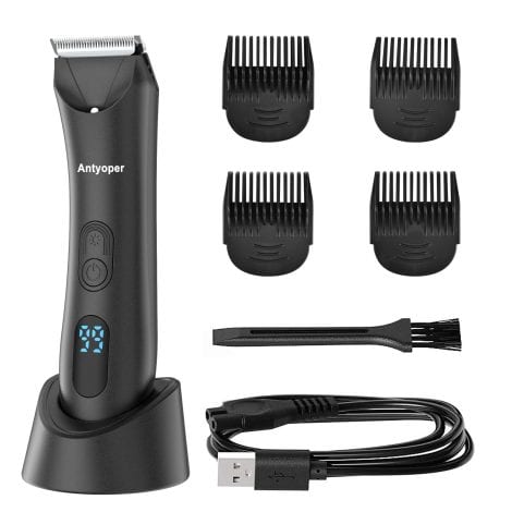 Antyoper Electric Trimmer for Men’s Body Hair with Waterproof Blades, Rechargeable Dock, Hygiene Razor.