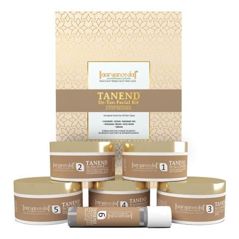 Aryanveda Glowing Skin Facial Kit: Erase tanning, impurities, repair photodamaged skin. Suitable for all skin types. (Less than 16 words)