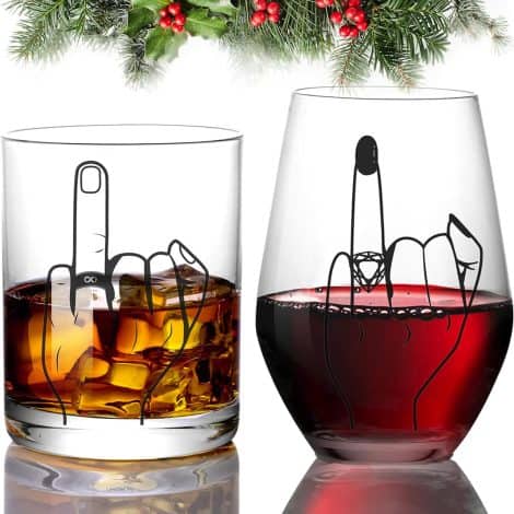 Wedding Cheers Gift Set: Humorous Engagement Presents, Special Glasses for Couples, Ideal for Newlyweds.