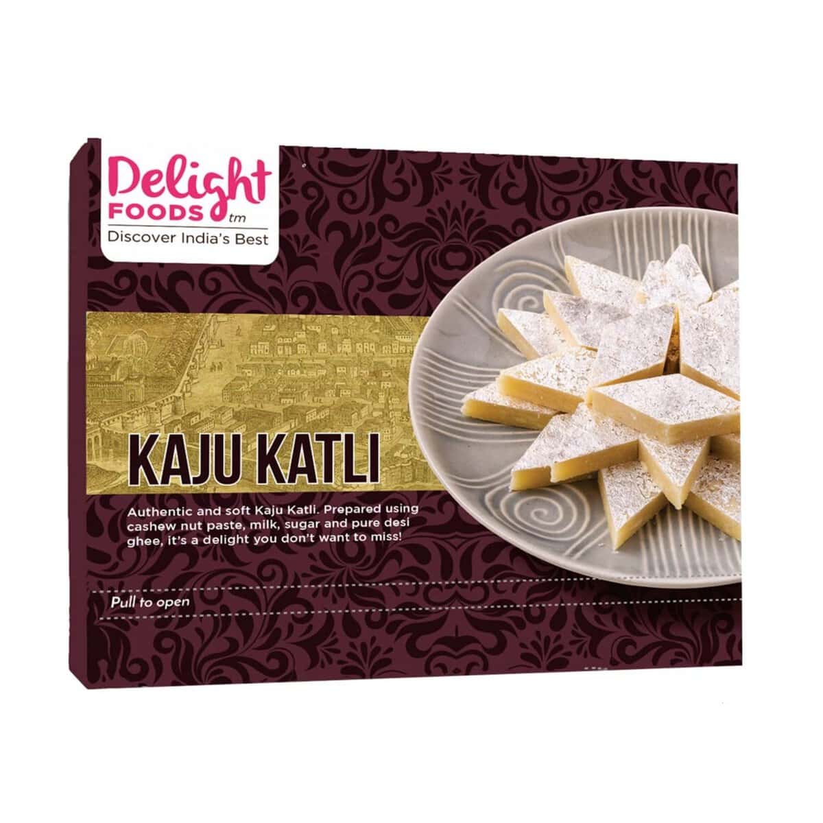 Delight Foods Premium Kaju Katli (Cashew Burfi) 500g x 2 (1kg) | Authentic & Fresh | Indian Sweets | Gift | Diwali (500g x2)