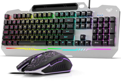 AULA Gaming Keyboard and Mouse Combo: Vibrant RGB backlit keyboard and mouse set, ideal for PC gamers in India.