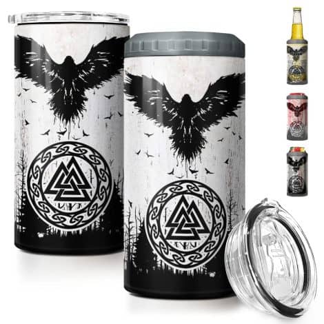 SKANDUNEST Celtic Raven Tumbler – Cool, sleek stainless steel gift for Indian men, perfect for Christmas.