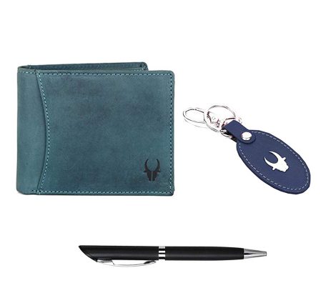 Combo gift set for Indian men: WildHorn Leather Wallet, Keychain & Pen – Perfect for friends, boyfriends, husbands, fathers, sons!