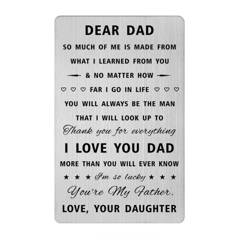 Gifts for Dad Wallet Card, showing gratitude from daughter, perfect for Dad’s birthday.