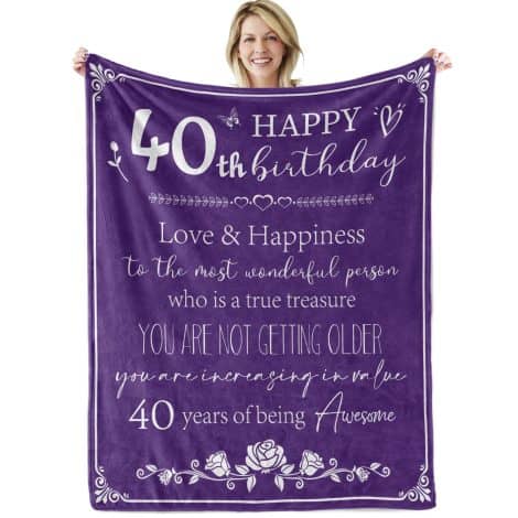 Celebrate 40 years with BTZO Birthday Blanket, perfect gift for your wife, mom or friend. Size: 50″ X 60″.