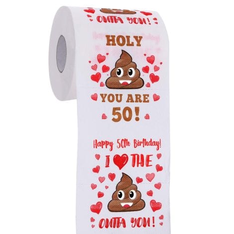 Funny 50th Bday Decorations for Him/Her – Happy Prank Toilet Paper – Hilarious Novelty Present for Friends.