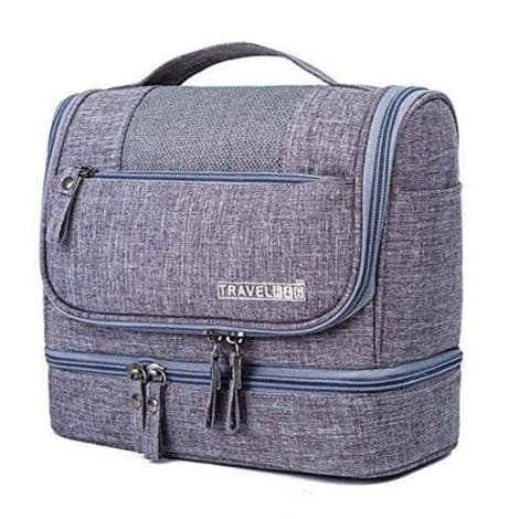 Seagull trendy travel bag with hanging hook, ideal for organizing toiletries, 24 x 20 x 13 cm in grey.