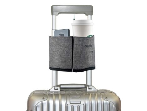 riemot Luggage Travel Cup Holder: Convenient drink caddy for your suitcase handle, holds two coffee cups.