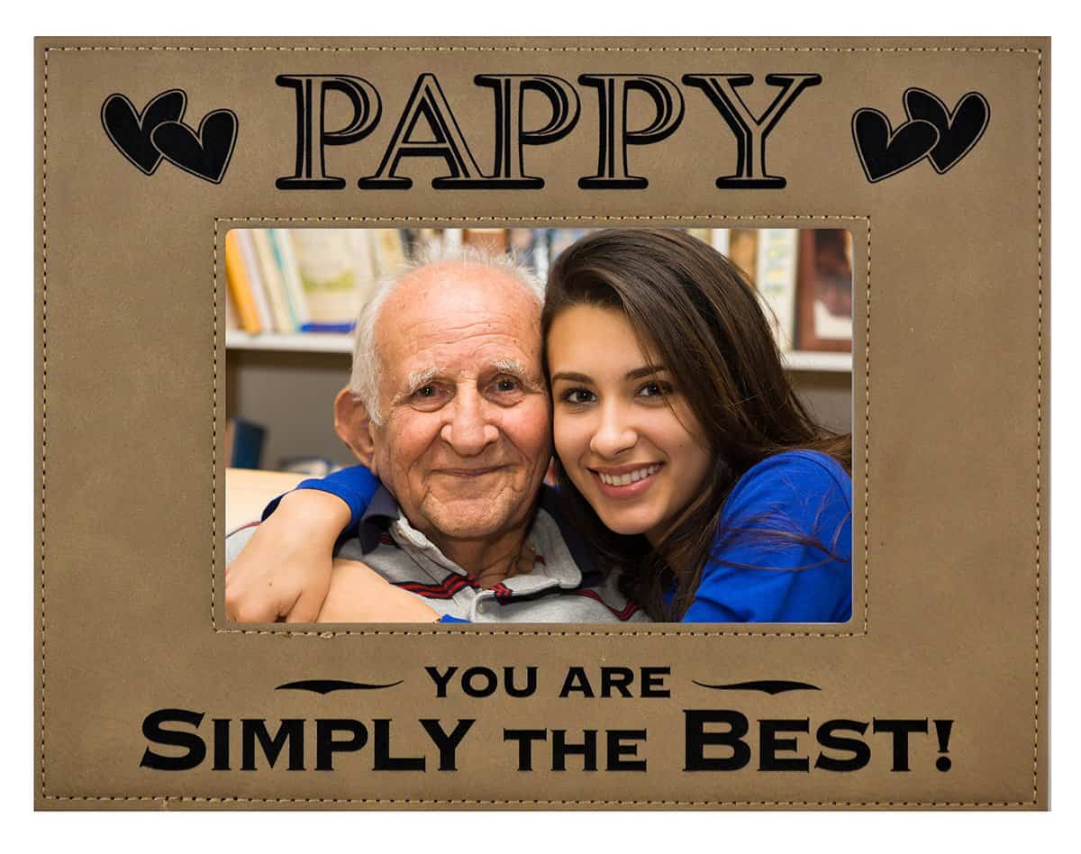 PAPPY GIFT ~ PAPPY You Are SIMPLY THE BEST! Engraved Leatherette Picture Frame Fathers Day Gift Grandfather Dad Birthday Pops Christmas Gift Daughter Son Grandchild Best PAPPY Ever (4x6, Beige)