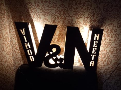 Customized wooden LED lamp with alphabet for couples – perfect gift for marriage, anniversaries, engagements.