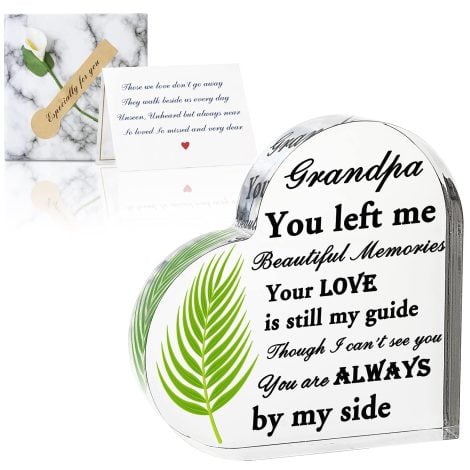 “Memorial Crystal Heart for Grandpa, a Sympathy Gift to remember the loss of your beloved Grandfather.”