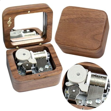 Vintage Wooden Music Box – Sinzyo Grandfather’s Walnut Clock; Perfect Gift for Christmas, Birthdays & Valentine’s Day.