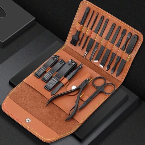 Grooming Kit with Nail Care Tools & Leather Case: Ideal Gift for Men & Women in India.