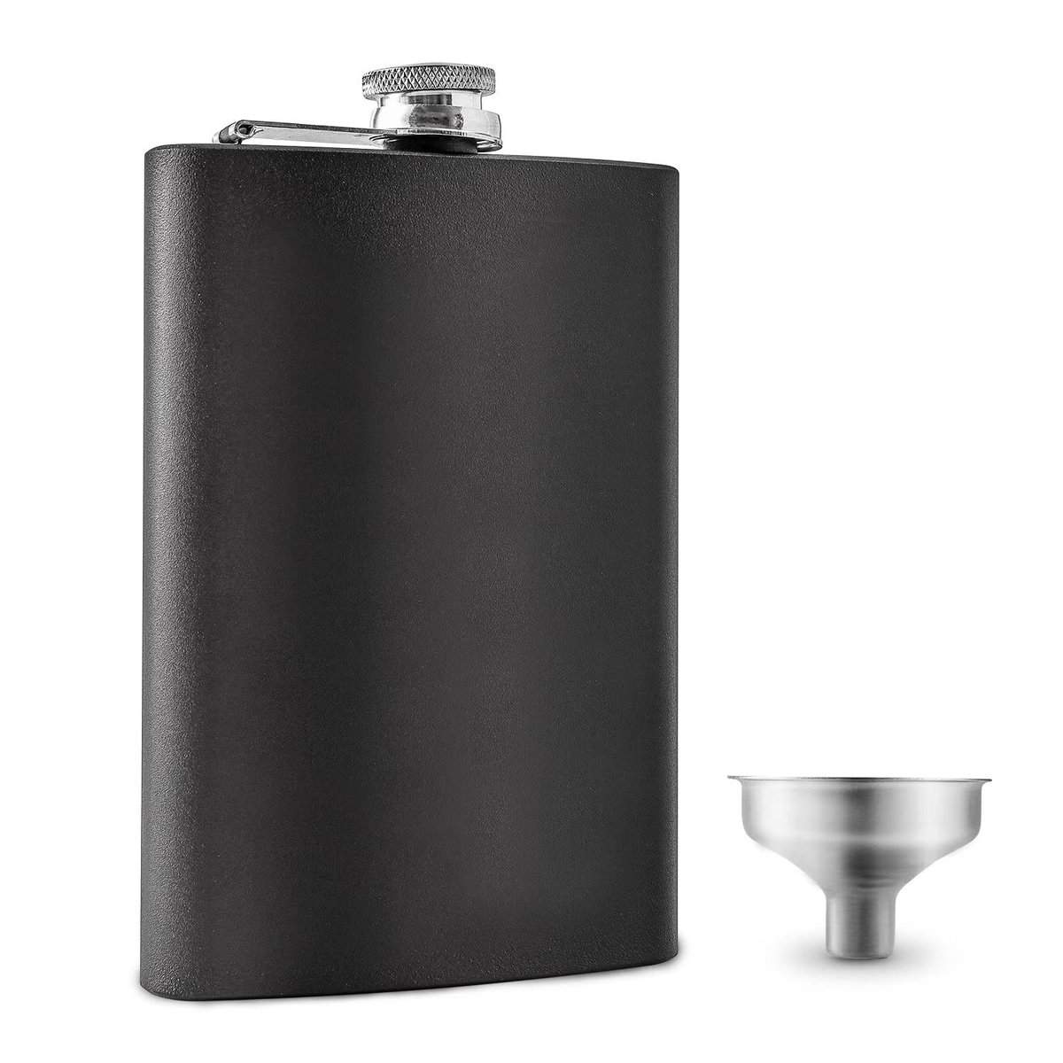 Whiskey Gifts for Men | 8oz. Stainless Steel Hip Flask with Metal Funnel | Alcohol Gift for Drinking On the Go | Flask for Liquor for Women | Leak Proof and BPA Free | Powder-coated Finish Body