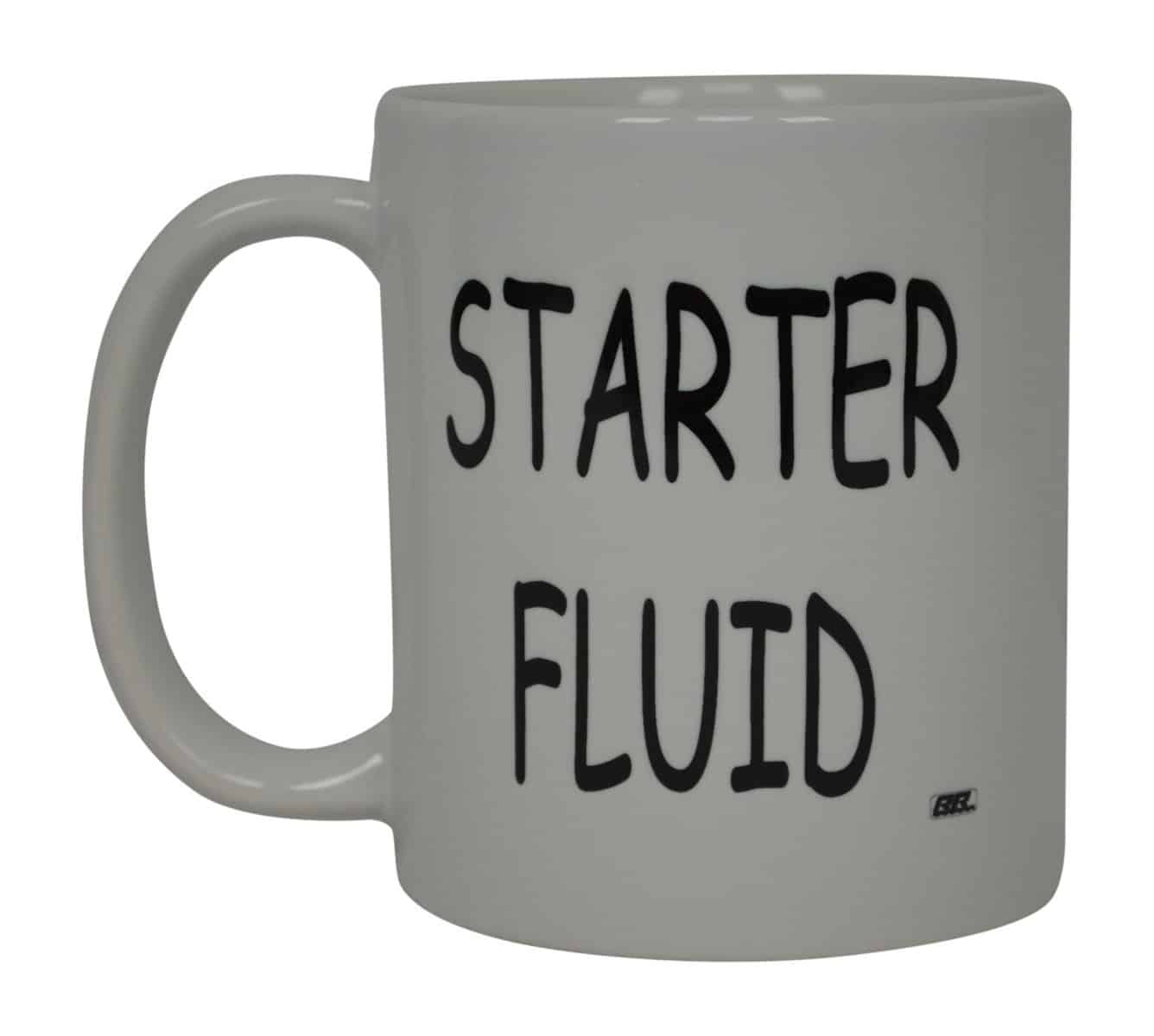 Funny Mechanic Coffee Mug Starter Fluid Novelty Cup Great Gift Idea For Men Car Enthusiast Humor Brother or Friend