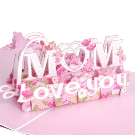 3D pop-up Mother’s Day card for Mom, perfect for gifting, size 5.9 X 7.87”, from daughter or son.