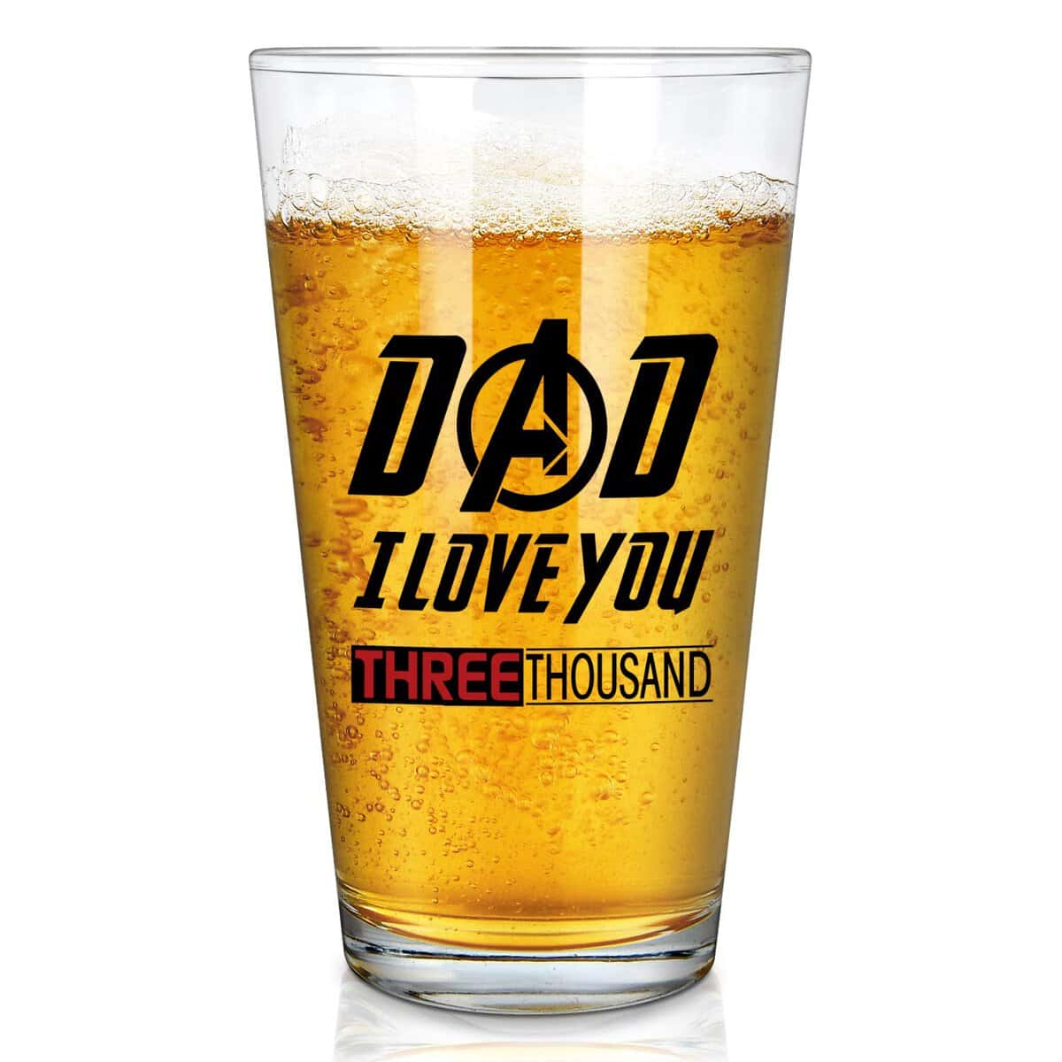 Dad I Love You 3000 Beer Glass, Dad Pint Glass 15Oz - Father's Day Gift or Birthday Gift for Men, Dad, New Dad, Papa from Daughter Son