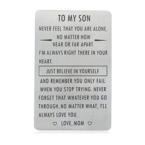 Wallet card inserts with quotes from Mom, ideal for gifting on celebrations like Christmas, birthdays, and graduations.