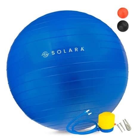 SOLARA Gym Ball for Exercise & Yoga, Blue 55cm, with Pump. Ideal for Fitness, Yoga, and Birthing.