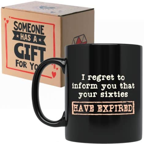 Funny and unique 70th Birthday mug for him or her – Perfect gift for someone turning 70 – I Regret Sixties