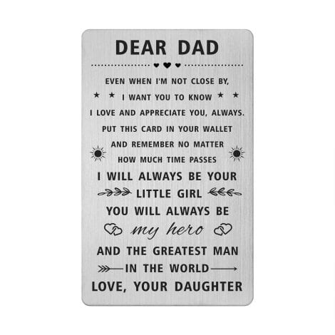 Personalized Wallet Card for Dad, Your Superhero, Perfect Gift from Daughter for Birthday or Christmas.