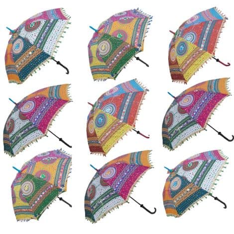 Multicolor Rajasthani Umbrella Handicrafts for Sun Protection at Wedding, Event, or Party – Pack of 10