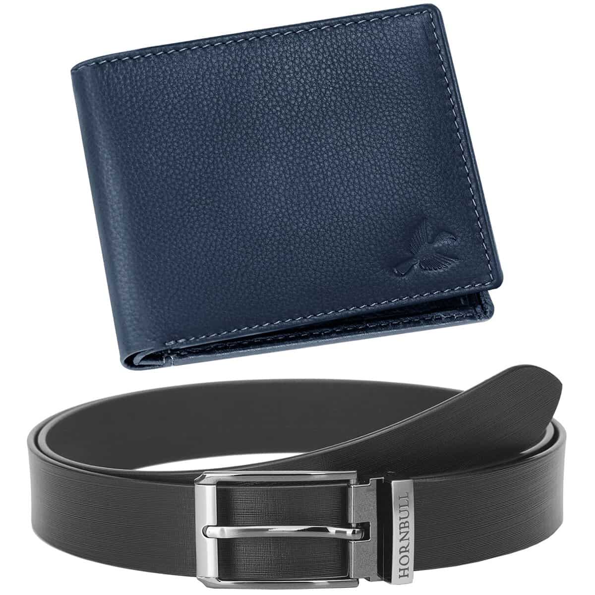 HORNBULL Maddison Blue Wallet for Men | Wallet and Belt Combo | Gift Set for Men BW104119