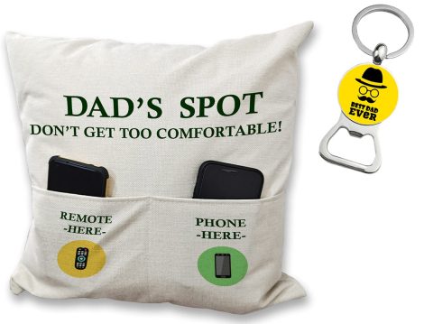 MONADE Dad’s Spot 2-Pocket Throw Pillow Covers with Keychain Bottle Opener: Ideal Gifts for Papa!