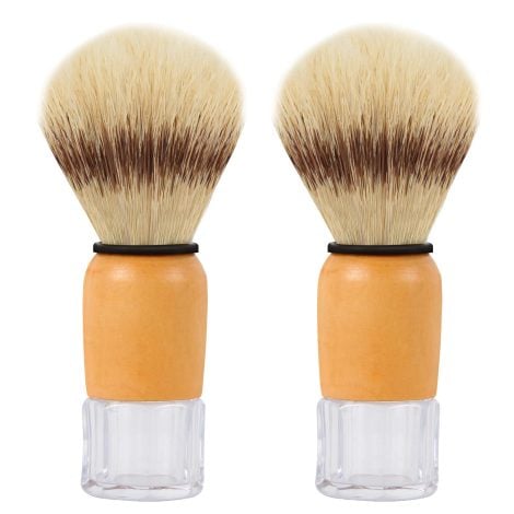 Genixart Shaving Brush, Natural Bristle Brushes for Men, Ideal for Home or Travel Wet Shave (2 pack).