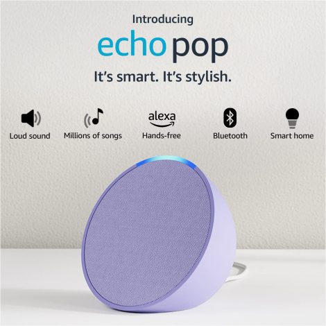 Amazon Echo Pop | Alexa Smart Speaker | Powerful sound, deep bass, clear vocals | Vibrant purple color