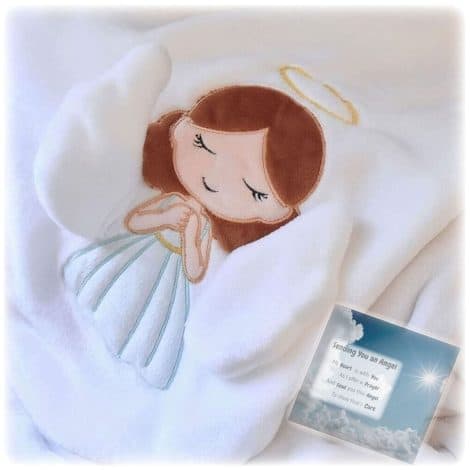 Comforting Angel Blanket: A Unique Sympathy Gift for Grieving Children, Offering Healing & Remembrance.