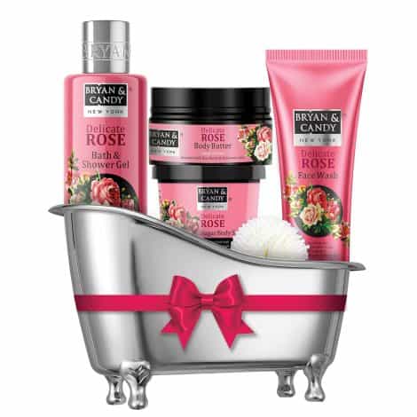 Bryan & Candy Rose Bath Gift Set: Luxurious Home Spa for Her & Him (Shower Gel, Body Butter, Sugar Scrub, Face Wash)