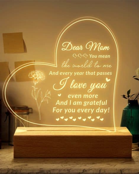 Wellsky Lighted Mom Gifts with Personalized Love Sayings, Ideal for Birthday, Christmas, and Thanksgiving. From Daughter/Son.