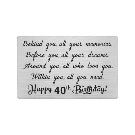 Engraved wallet card with funny presents, ideal 40th birthday gift for women, men, girls in India.