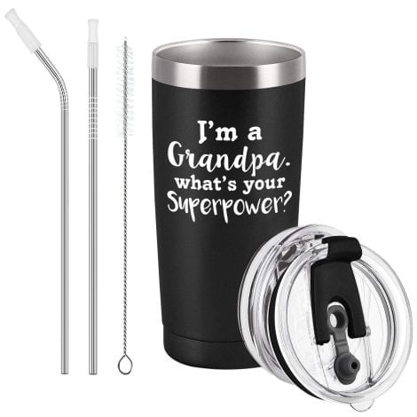 Lifecapido Hilarious Grandpa present, 20 Oz Stainless Steel Travel Tumbler, I’m A Grandpa, Your Superpower? Top Father’s Day Gift, India.