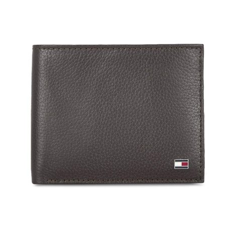 Tommy Hilfiger’s Brown Leather Men’s Wallet – Felix – Holds Cards & Coins, with 4 slots.