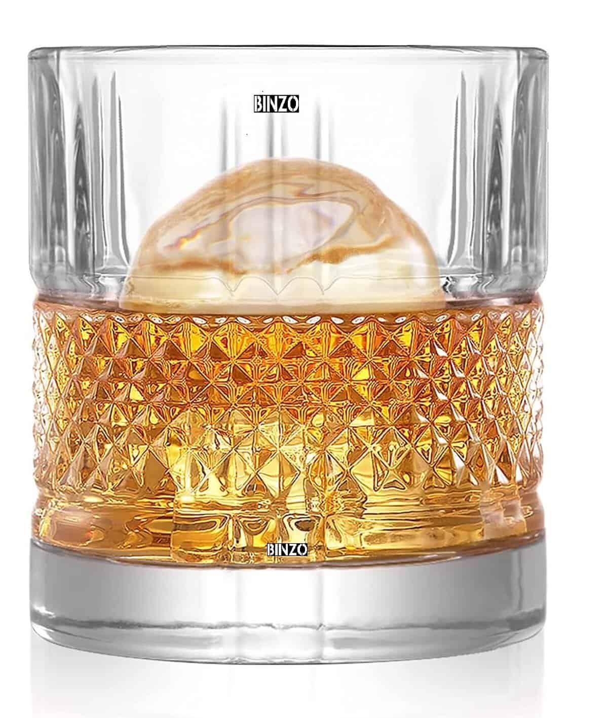 BINZO Whiskey Glasses Set of 6, 300 ml Crystal Whiskey Glass, Premium Imported Glasses for Cocktail, Liquor, Whiskey Gift.