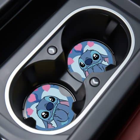 2-Pack Cute Cartoon Car Coaster Set with Heart Pattern. Stylish Cup Holder Decoration for Indians, Suitable as Gifts.