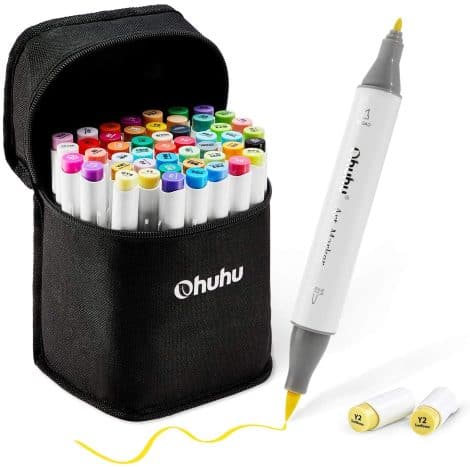 Ohuhu Alcohol Markers|48 Colours Dual Tip Markers for Artists and Coloring Enthusiasts. Ideal gift!