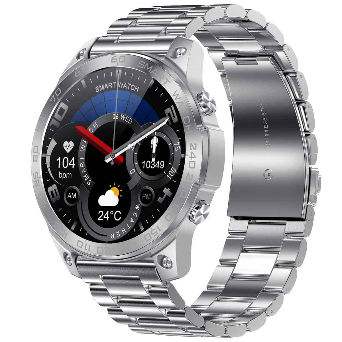 Fire-Boltt Dagger Luxe 1.43" Super AMOLED Display Luxury Smartwatch, Stainless Steel Build, 600 NITS Brightness with Single BT Bluetooth Connection, IP68, Dual Button Technology (Stainless Silver)