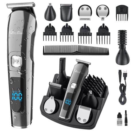 “QBZDOUA Clipper & Trimmer Kit for Men with LED Display – Waterproof for Beard, Face, Body.”