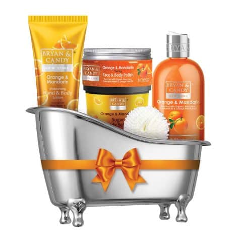 Bryan & Candy Bath Tub Kit: Orange & Mandarin Christmas Gift Set for a Luxurious Spa Experience (includes Shower Gel, Hand & Body Lotion, Sugar Scrub, Body Polish)