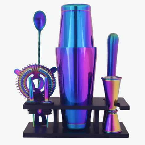 Sipologie’s 9-Piece Bar Set: Perfect for Indian Homes – Ideal Gift with Boston Shaker, Strainer, Spoon, Muddler, Jigger, Pourer, Stand, Galaxy.