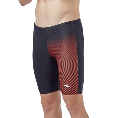 Printed one-sided swimwear for men made of stretchy poly spandex material, known as Champ I.